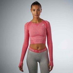 Gymshark Long Sleeve Crop Top - Sherbet Pink Marl